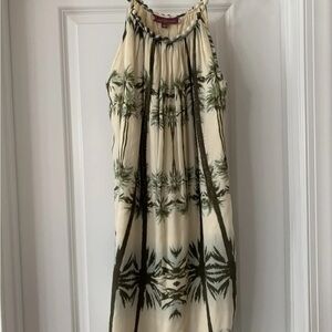 Sweet Sinammon Tropical Palm Tree Halter Dress small viscose/ cotton NWOT